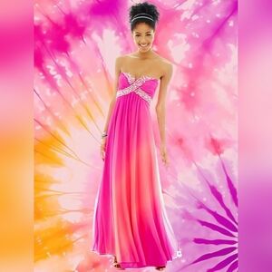 My Michelle Pink & Coral Ombre Strapless Dress